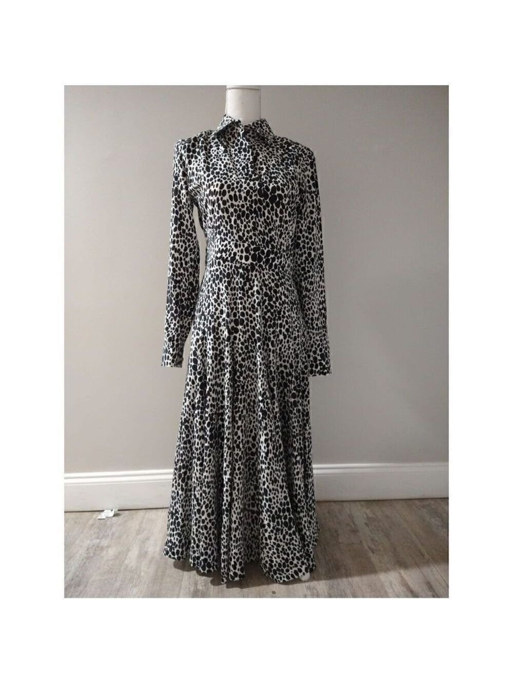 Michael kors collection Black and White Speckled Pony Print Shirtdress Size 4 NW - Picture 2 of 11